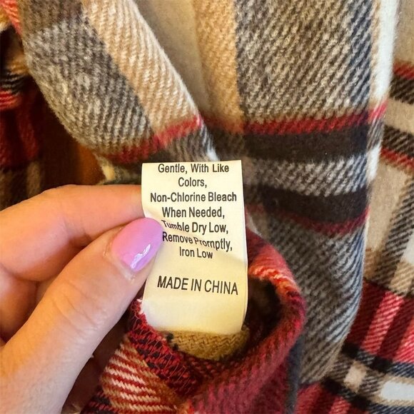 Shein Women's Plaid Button-Up Jacket Red Long Sleeve Size L - Picture 6 of 7